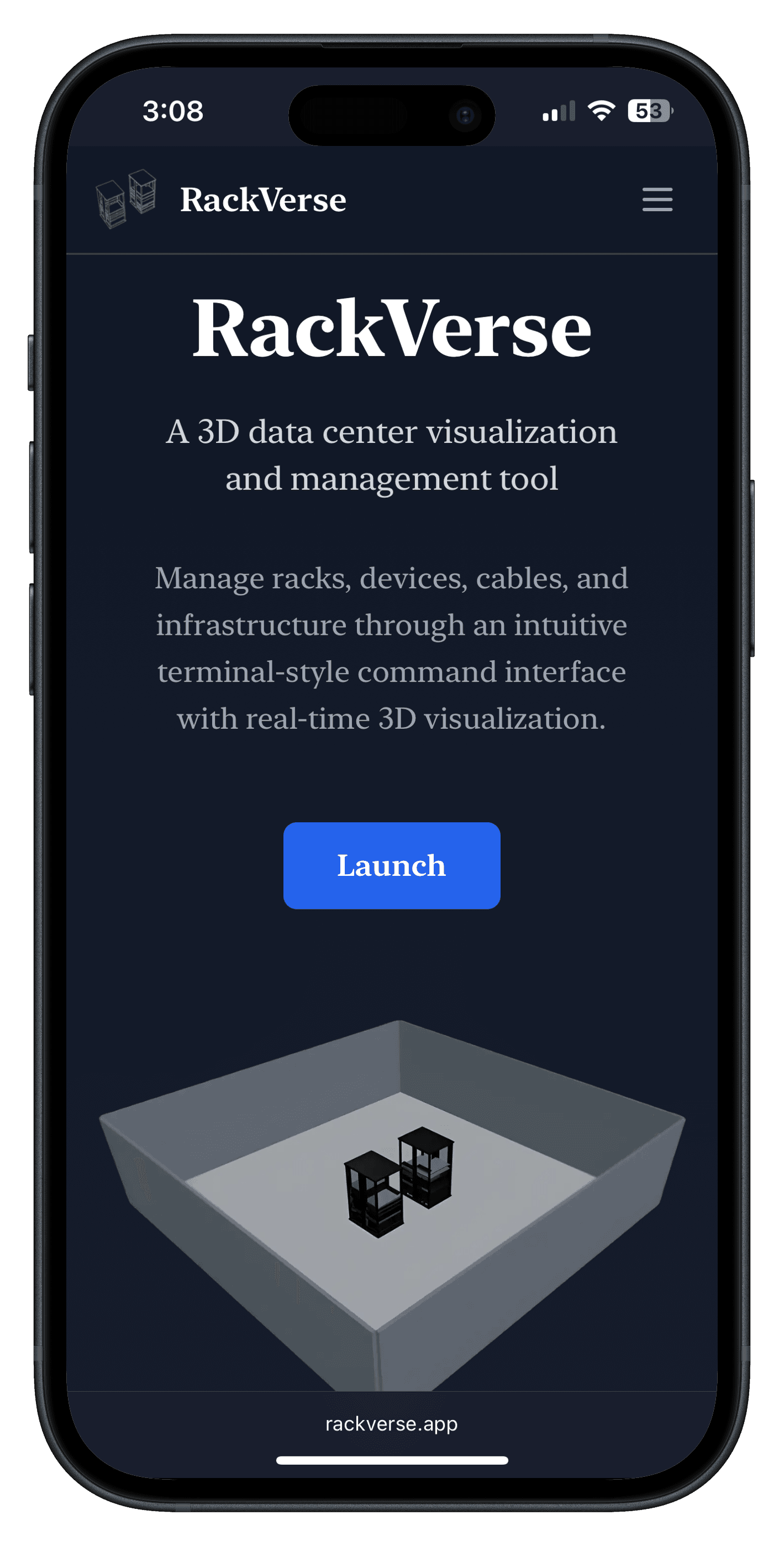 RACKVERSE app on phone
